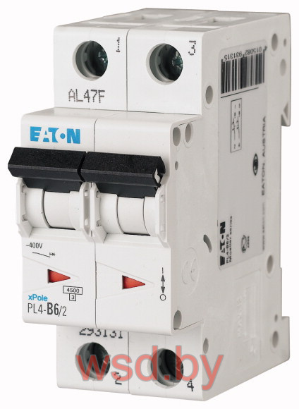 Автоматический выключатель EATON PL4-C25/2, 2P, 25A, C, 4.5kA, 2M